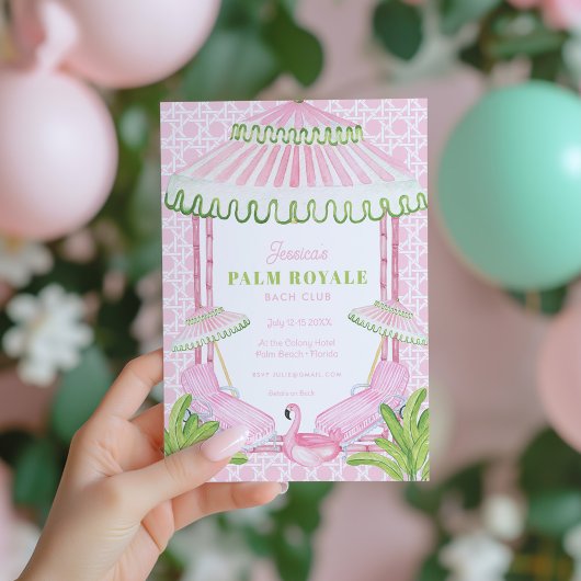 Invitation Palm Beach Cabana Bachelorette Weekend w Itinerary