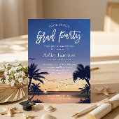 Invitation Palm Beach Sunset String Lights Graduation Party
