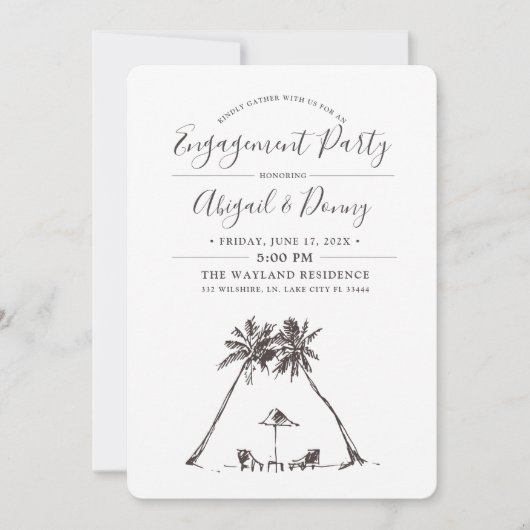 Invitation Palm Breeze | Beach Engagement Party (Devant)