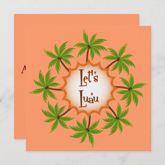 Invitation Palm Circle Luau (Devant / Derrière)