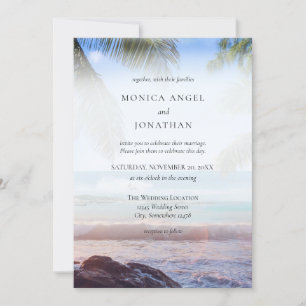 Invitation Palm de plage tropicale Destination Mariage