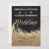 Invitation Palm d'or luxueux moderne Feuille chic Mariage (Devant)