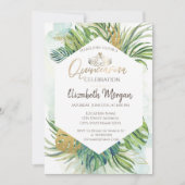 Invitation Palm d'or tropical Feuille Quinceañera d'été (Devant)