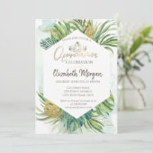 Invitation Palm d'or tropical Feuille Quinceañera d'été (Debout devant)