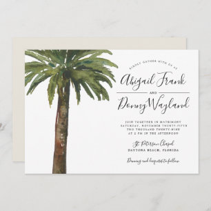 Invitation Palm Dusty   Mariage Celebration Sand Back