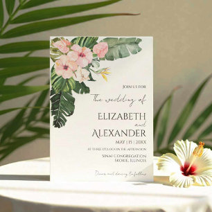 Invitation Palm Feuille Hibiscus Mariage de verdure tropicale