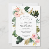 Invitation Palm Feuille Hibiscus Mariage de verdure tropicale (Devant)