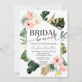 Invitation Palm Feuille Hibiscus Tropical Floral Bridal Brunc (Devant)