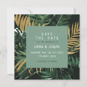 Invitation Palm feuille moderne tropicale vert Enregistrer la (Devant)