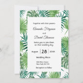 Invitation Palm feuille verdure tropicale mariage (Devant)