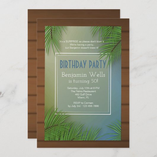 Invitation Palm Fronds (Devant / Derrière)