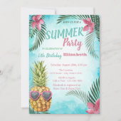 Invitation Palm Leaf, Cool Anniversaire de l'ananas (Devant)