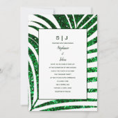 Invitation Palm Leaf Emerald Green Parties scintillant Mariag (Devant)