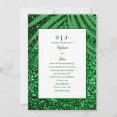 Invitation Palm Leaf Emerald Green Parties scintillant Mariag (Devant)