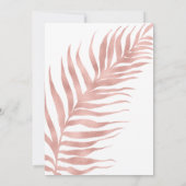 Invitation Palm Leaf Rose moderne or Mariage blanc (Dos)