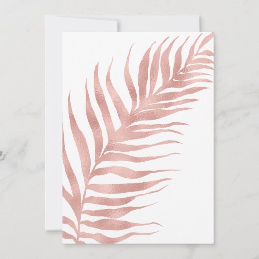 Invitation Palm Leaf Rose moderne or Mariage blanc (Dos)
