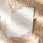 Invitation Palm Leaf Rose moderne or Mariage blanc