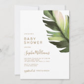 Invitation Palm Leaf Tropical Floral Baby shower moderne (Devant)