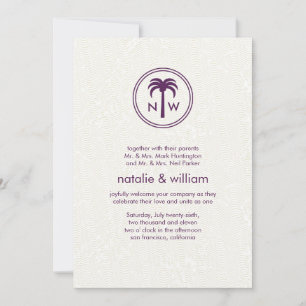 Invitation Palm Monogram Summer Beach Destination Mariage