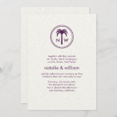 Invitation Palm Monogram Summer Beach Destination Mariage (Devant / Derrière)