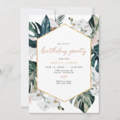 Invitation Palm Pampas rose pâle fête d'anniversaire (Devant)