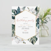 Invitation Palm Pampas rose pâle fête d'anniversaire (Debout devant)