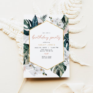 Invitation Palm Pampas rose pâle fête d'anniversaire