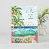 Invitation Palm Paradise | Mariage de destination de plage tr (Debout devant)