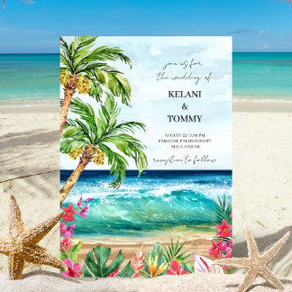 Invitation Palm Paradise | Mariage de destination de plage tr