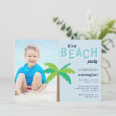 Invitation Palm Pop | Plage Anniversaire Fête Photo Invitatio (Debout devant)