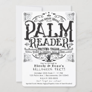 Invitation Palm Reader Magie Vintage Fortune Teller Halloween