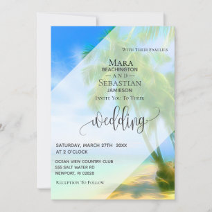Invitation *~* Palm RSVP QR AP13 Mariage PHOTO exotique