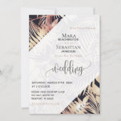 Invitation *~* Palm RSVP QR AR21 Mariage photo tropical (Devant)