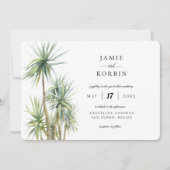 Invitation Palm Rustique Plage tropicale Mariage (Devant)