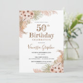 Invitation Palm séché Feuilles Pampas Grass 50e anniversaire (Debout devant)