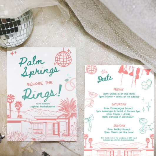 Invitation Palm Springs avant les anneaux Bachelorette