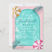 Invitation Palm Springs Bachelorette Piscine Party Rose (Devant)