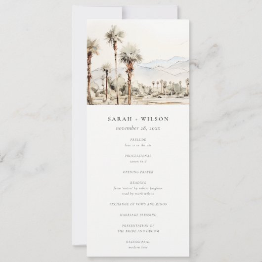 Invitation Palm Springs California Landscape Wedding Program (Devant)