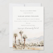 Invitation Palm Springs California Watercolor Fête des mariée (Devant)
