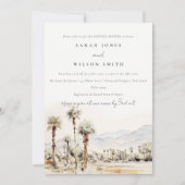 Invitation Palm Springs Californie Aquarelle Couples Douche (Devant)