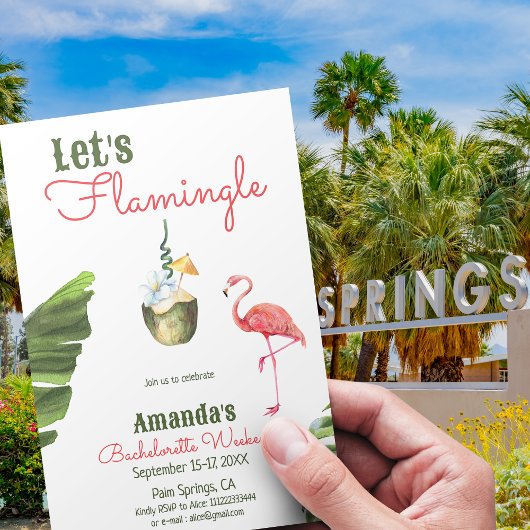 Invitation Palm Springs Dernier Flamingle Bachelorette Week-e