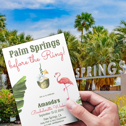 Invitation Palm Springs Dernier Flamingle Bachelorette Week-e