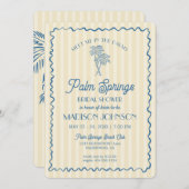 Invitation Palm Springs Jaune Fête des mariées de plage Paste (Devant / Derrière)