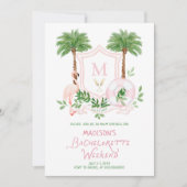 Invitation Palm Springs Monogram Crest Bachelorette  (Devant)