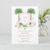Invitation Palm Springs Monogram Crest Bachelorette  (Debout devant)