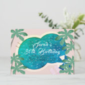 Invitation Palm Springs Pool Party Rose Adulte Anniversaire (Debout devant)