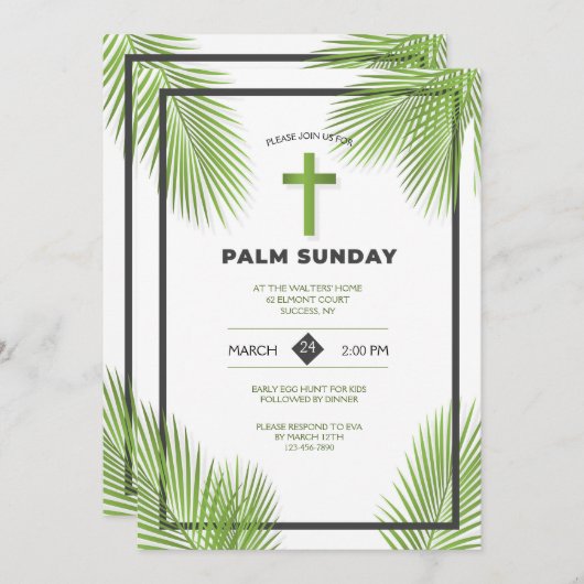 Invitation Palm Sunday Frame (Devant / Derrière)