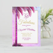 Invitation Palm Tree 50 et fabuleux violet moderne anniversai (Debout devant)