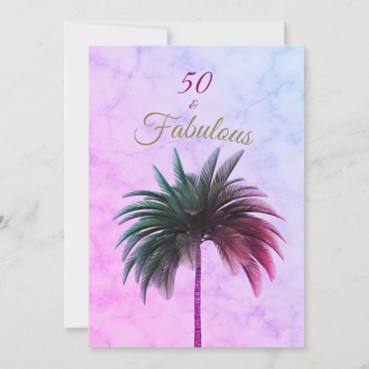 Invitation Palm Tree 50 et fabuleux violet moderne anniversai (Dos)