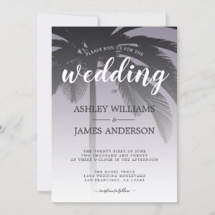Invitation Palm Tree Ash Purple Beach Mariage